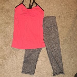 Victoria Secret VS SPORT Pink Athletic Tank with Gray Capri Leggings XS